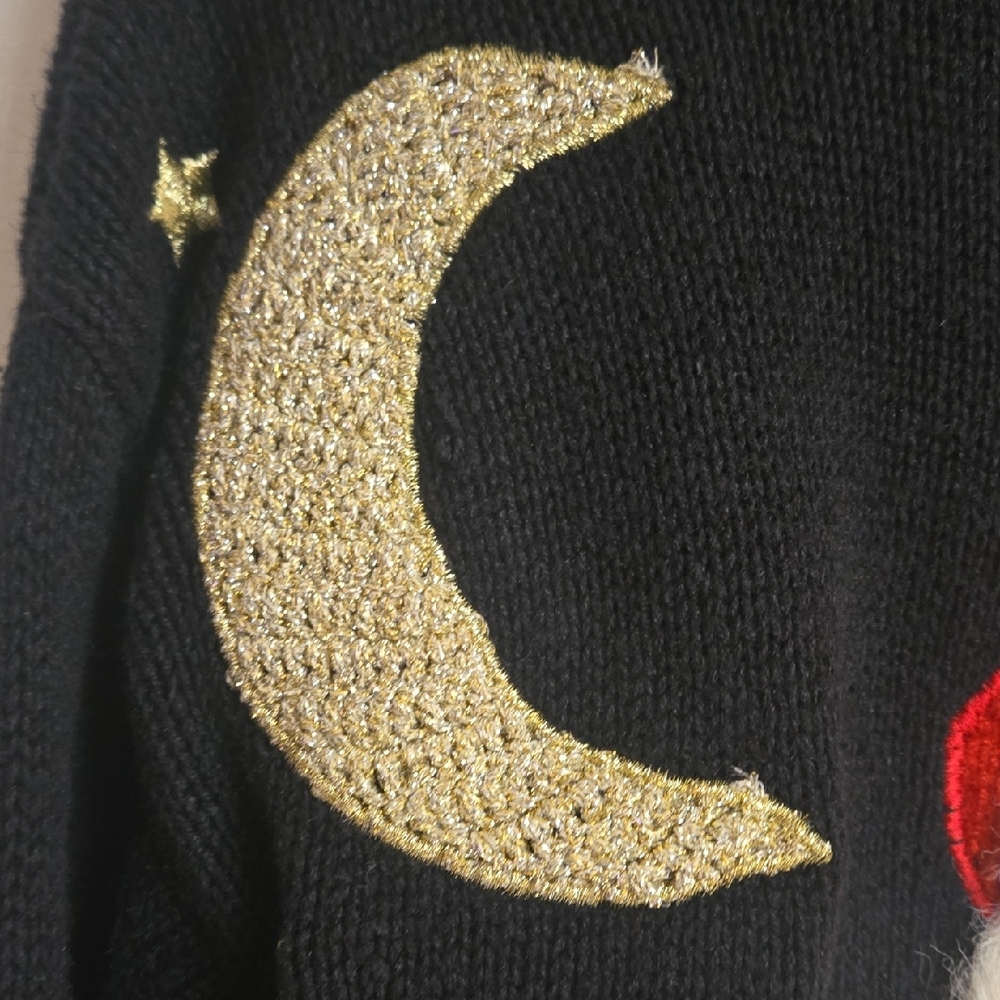 Vintage Cozy Black Santa Zip Front Sweater - Picture 4 of 8